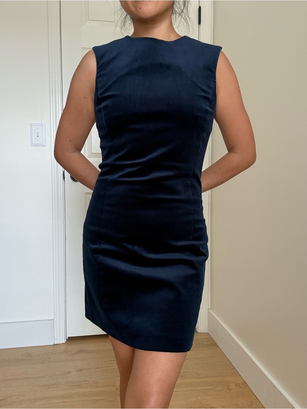 ZARA Sleeveless Navy Sheath Dress - Women's Classic Work Dress